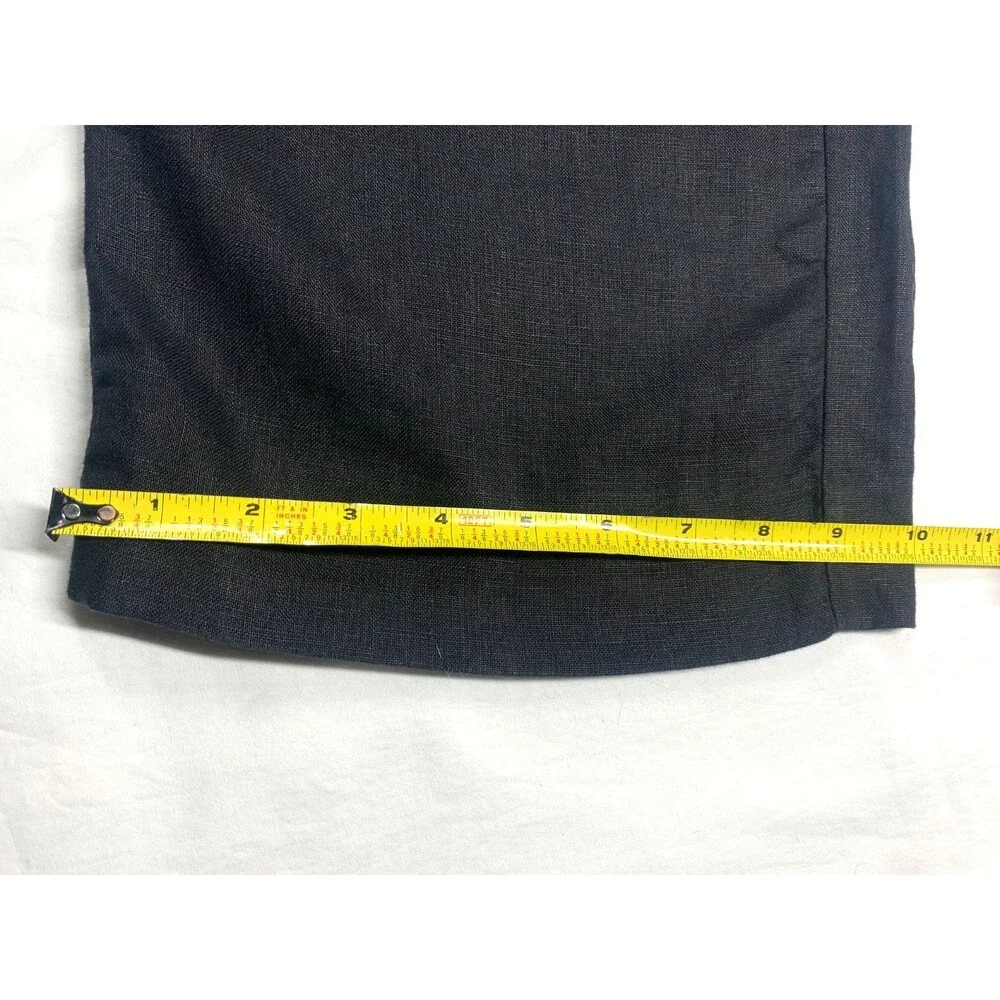 Banana Republic 100% Linen Wide Leg Pants 12L Black Tall High Rise Pleated Work